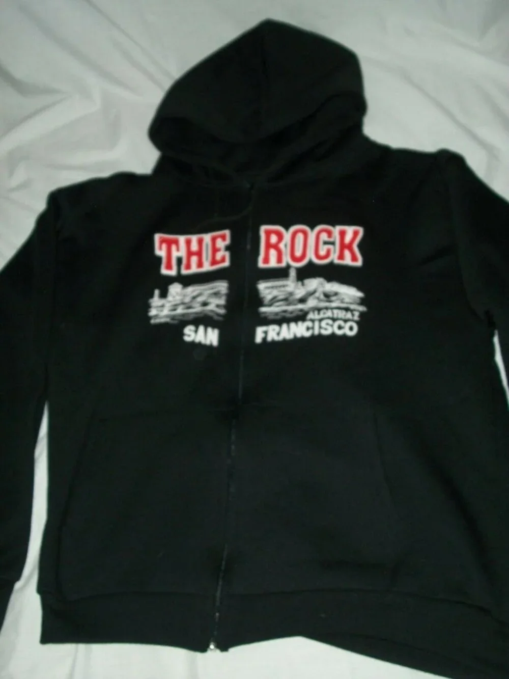 The Rock Alcatraz Men's Sweatshirt Black Size XL San Francisco Zipper Hooded